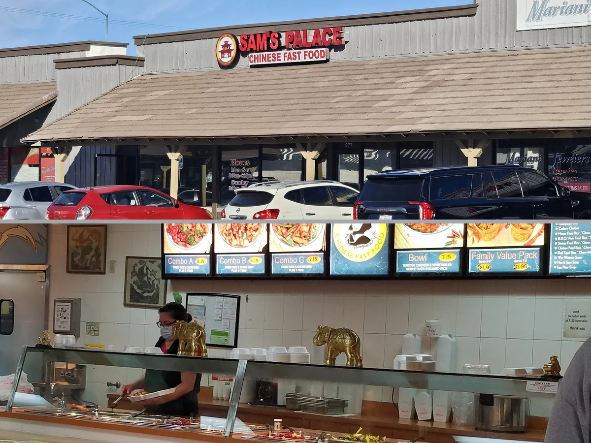 Hot steamtable dishes in a casual dining spot.